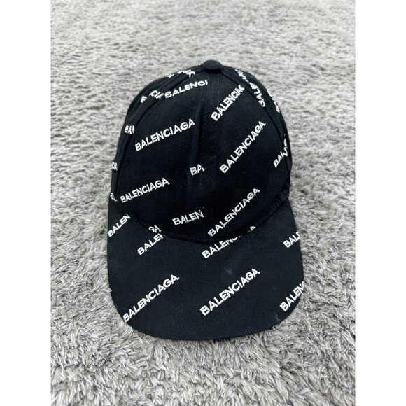 Balenciaga Baseball Cap Black All Over Monogram Adjustable Strapback Dad Hat - Picture 1 of 8